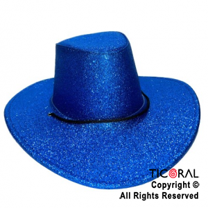SOMBRERO COWBOY GLITTER AZUL x 1